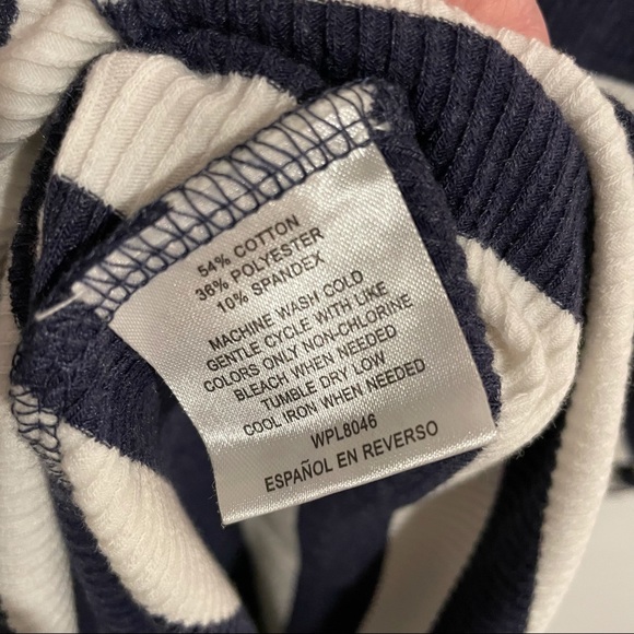 Maison Jules Navy Stripe Rib Knit Mock Neck Dress Sz XL - Picture 9 of 9